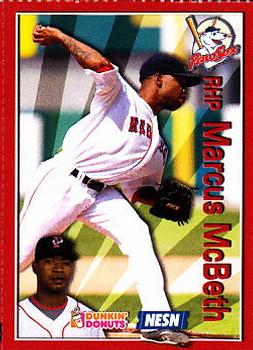 2009 Dunkin' Donuts NESN Pawtucket Red Sox #NNO Marcus McBeth Front