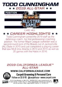 2019 Choice California League All-Star Game #3 Todd Cunningham Back
