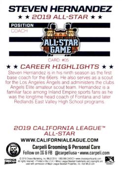 2019 Choice California League All-Star Game #5 Steven Hernandez Back
