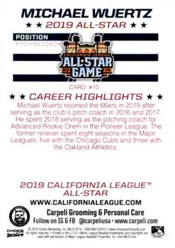 2019 Choice California League All-Star Game #10 Michael Wuertz Back