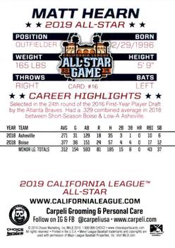 2019 Choice California League All-Star Game #16 Matt Hearn Back