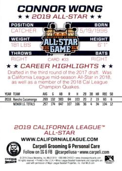 2019 Choice California League All-Star Game #33 Connor Wong Back