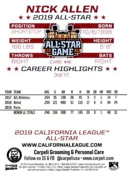 2019 Choice California League All-Star Game #46 Nick Allen Back