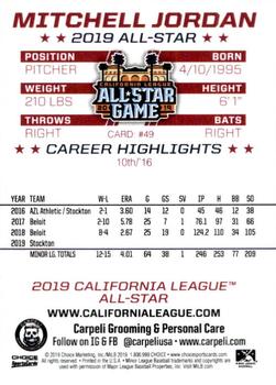 2019 Choice California League All-Star Game #49 Mitchell Jordan Back