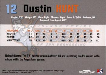 2018 Grandstand Inland Empire 66ers #NNO Dustin Hunt Back