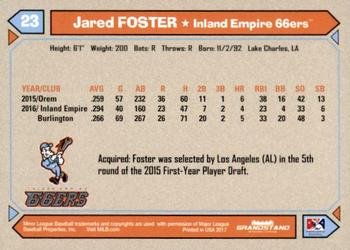 2017 Grandstand Inland Empire 66ers #NNO Jared Foster Back