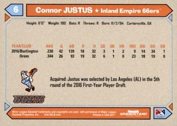 2017 Grandstand Inland Empire 66ers #NNO Connor Justus Back
