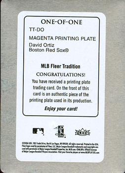 2006 Fleer Tradition - Traditional Threads Printing Plates Magenta #TT-DO David Ortiz Back