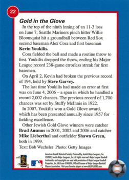 2009 Jewish Major Leaguers Record-Setters Edition #22 Kevin Youkilis Back