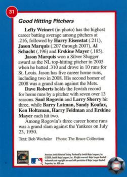 2009 Jewish Major Leaguers Record-Setters Edition #31 Lefty Weinert Back