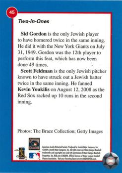 2009 Jewish Major Leaguers Record-Setters Edition #45 Sid Gordon / Scott Feldman Back