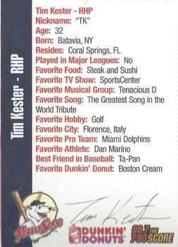 2004 Dunkin' Donuts 99.7/790 The Score Pawtucket Red Sox #NNO Tim Kester Back