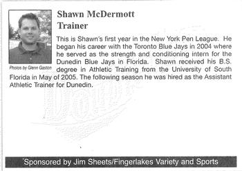 2007 Jim Sheets Fingerlakes Variety and Sports Auburn Doubledays #NNO Shawn McDermott Back