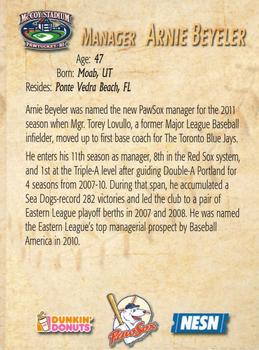 2011 Dunkin' Donuts NESN Pawtucket Red Sox #NNO Arnie Beyeler Back