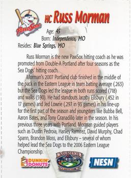 2008 Dunkin' Donuts NESN Pawtucket Red Sox #NNO Russ Morman Back