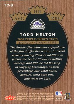 2006 Fleer Tradition - Triple Crown Contenders #TC-8 Todd Helton Back