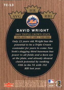 2006 Fleer Tradition - Triple Crown Contenders #TC-13 David Wright Back