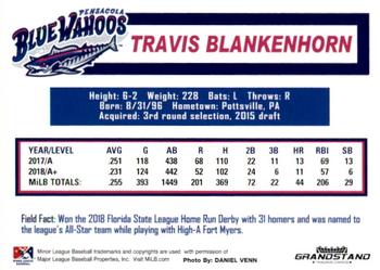 2019 Grandstand Pensacola Blue Wahoos #NNO Travis Blankenhorn Back