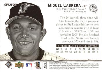 2006 SP Authentic - Baseball Heroes #SPAH-29 Miguel Cabrera Back