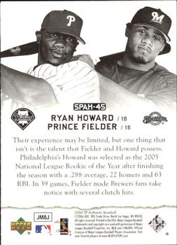 2006 SP Authentic - Baseball Heroes #SPAH-45 Ryan Howard / Prince Fielder Back