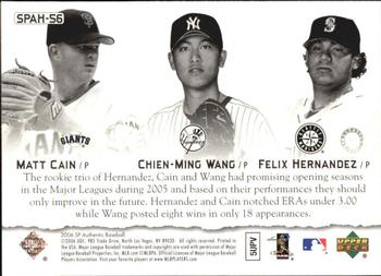 2006 SP Authentic - Baseball Heroes #SPAH-56 Chien-Ming Wang / Matt Cain / Felix Hernandez Back