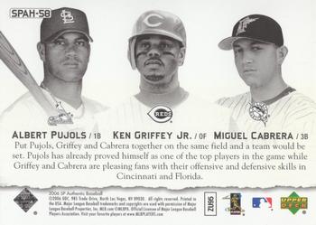 2006 SP Authentic - Baseball Heroes #SPAH-58 Ken Griffey Jr. / Albert Pujols / Miguel Cabrera Back