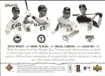 2006 SP Authentic - Baseball Heroes #SPAH-70 David Wright / Mark Teixeira / Miguel Cabrera / Jason Bay Back