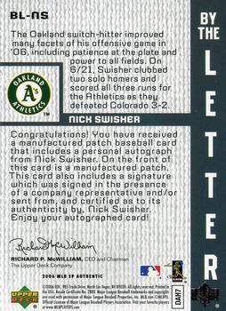 2006 SP Authentic - By the Letter #BL-NS Nick Swisher Back