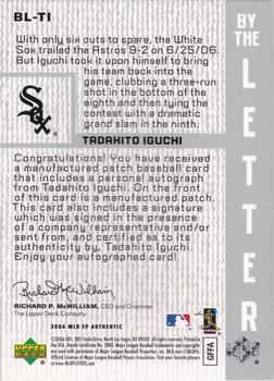 2006 SP Authentic - By the Letter #BL-TI Tadahito Iguchi Back