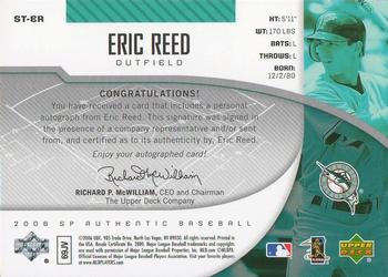 2006 SP Authentic - Sign of the Times #ST-ER Eric Reed Back