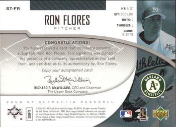 2006 SP Authentic - Sign of the Times #ST-FR Ron Flores Back