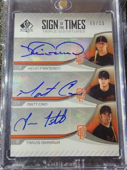 2006 SP Authentic - Sign of the Times Triple #ICF Kevin Frandsen / Matt Cain / Travis Ishikawa Front