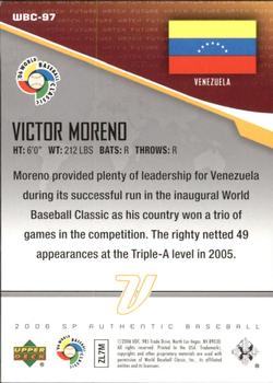 2006 SP Authentic - World Baseball Classic Future Watch #WBC-97 Victor Moreno Back