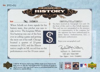 2006 SP Legendary Cuts - A Place in History Cuts #PHC-RS Ray Schalk Back
