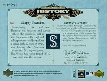 2006 SP Legendary Cuts - A Place in History Cuts #PHC-ST Sloppy Thurston Back