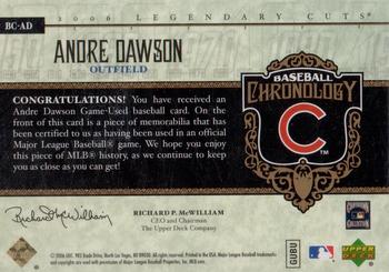 2006 SP Legendary Cuts - Baseball Chronology Materials #BC-AD Andre Dawson Back