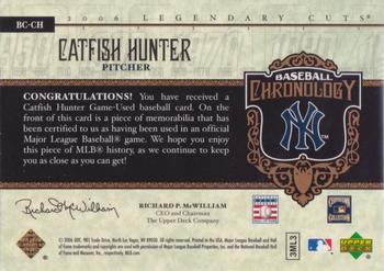 2006 SP Legendary Cuts - Baseball Chronology Materials #BC-CH Catfish Hunter Back