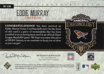 2006 SP Legendary Cuts - Baseball Chronology Materials #BC-EM Eddie Murray Back
