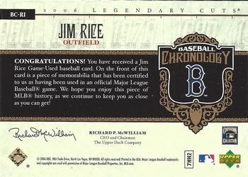 2006 SP Legendary Cuts - Baseball Chronology Materials #BC-RI Jim Rice Back