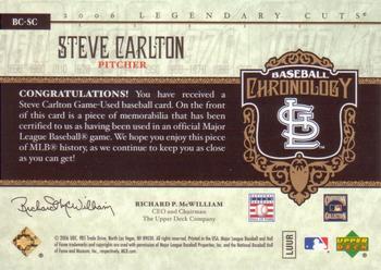 2006 SP Legendary Cuts - Baseball Chronology Materials #BC-SC Steve Carlton Back