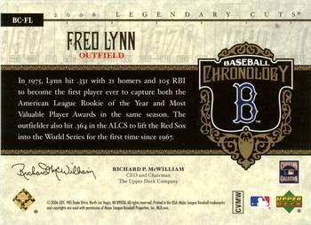 2006 SP Legendary Cuts - Baseball Chronology Platinum #BC-FL Fred Lynn Back