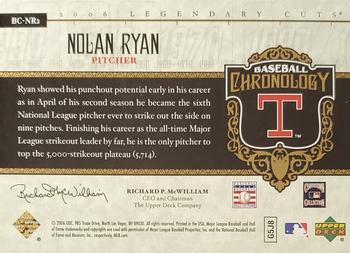2006 SP Legendary Cuts - Baseball Chronology Platinum #BC-NR Nolan Ryan Back