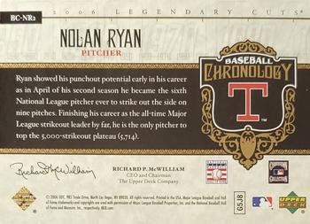 2006 SP Legendary Cuts - Baseball Chronology Platinum #BC-NR3 Nolan Ryan Back