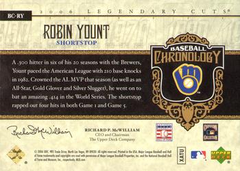 2006 SP Legendary Cuts - Baseball Chronology Platinum #BC-RY Robin Yount Back