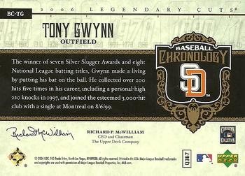 2006 SP Legendary Cuts - Baseball Chronology Platinum #BC-TG Tony Gwynn Back