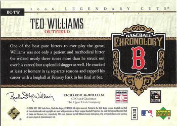 2006 SP Legendary Cuts - Baseball Chronology Platinum #BC-TW Ted Williams Back