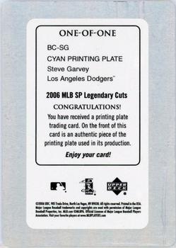 2006 SP Legendary Cuts - Baseball Chronology Printing Plates Cyan #BC-SG Steve Garvey Back