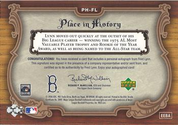 2006 SP Legendary Cuts - Place in History Signatures #PH-FL Fred Lynn Back