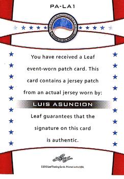 2013 Leaf Power Showcase - Patch Autograph #PA-LA1 Luis Asuncion Back