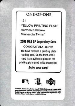 2006 SP Legendary Cuts - Printing Plates Yellow #121 Harmon Killebrew Back
